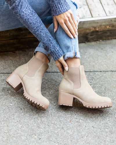 Sidney Slip On Boots - Taupe Suede