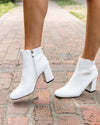 Carla Faux Leather Booties - White