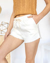 Jackie Frayed Hem Denim Shorts - Cream