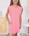 Fallon Flutter Sleeve Dress - Neon Pink