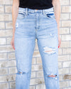 Aubrey Distressed Straight Leg Jeans - Light Wash