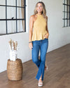 It's Your Time Smocked Peplum Top - Mustard
