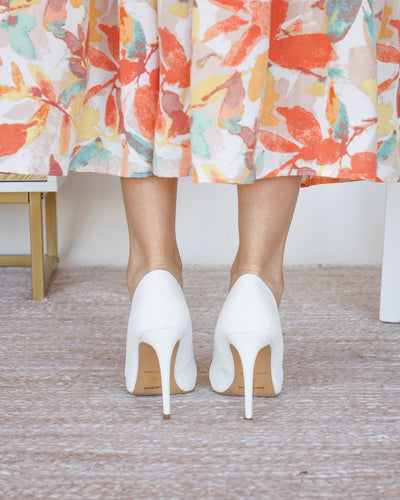 Tina Nubuck Pointed Toe Heels - White