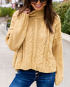 Rachel Cowl Neck Cable Knit Sweater - Light Mustard
