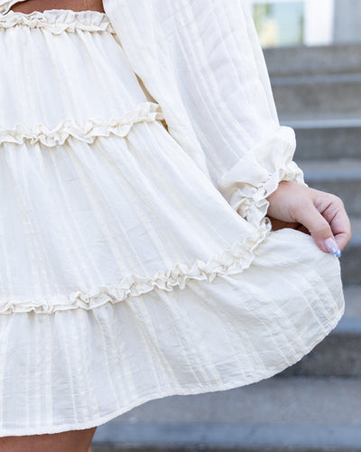 Nadia Textured Cutout Dress - Cream