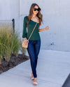 Alyssa One Shoulder Fitted Top - Pine Green