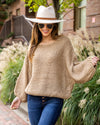 Dawn Open Knit Bubble Sleeve Sweater - Sand