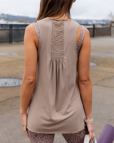 Jess Ruched Racerback Tank - Taupe
