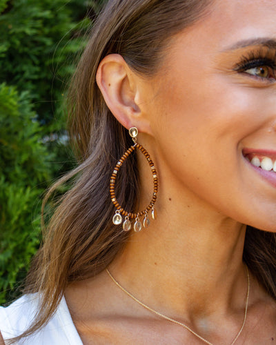 Leah Statement Earrings - Tan/Gold