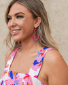 Madison Double Hoop Earrings - Fuchsia