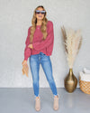 Tess Relaxed Bubble Sleeve Sweater - Faded Red