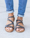 Victoria Studded Strappy Sandals - Black