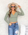 Annabelle Fitted Ribbed Cropped Top - Sage