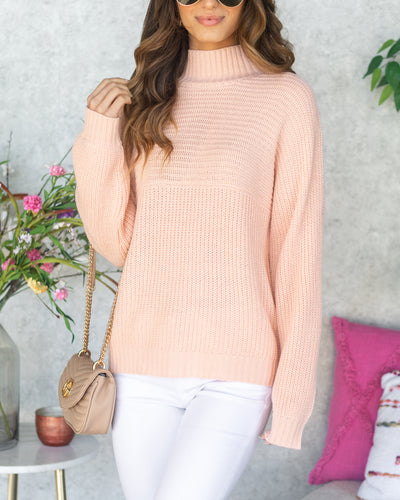 Brielle Mock Neck Sweater - Blush Pink