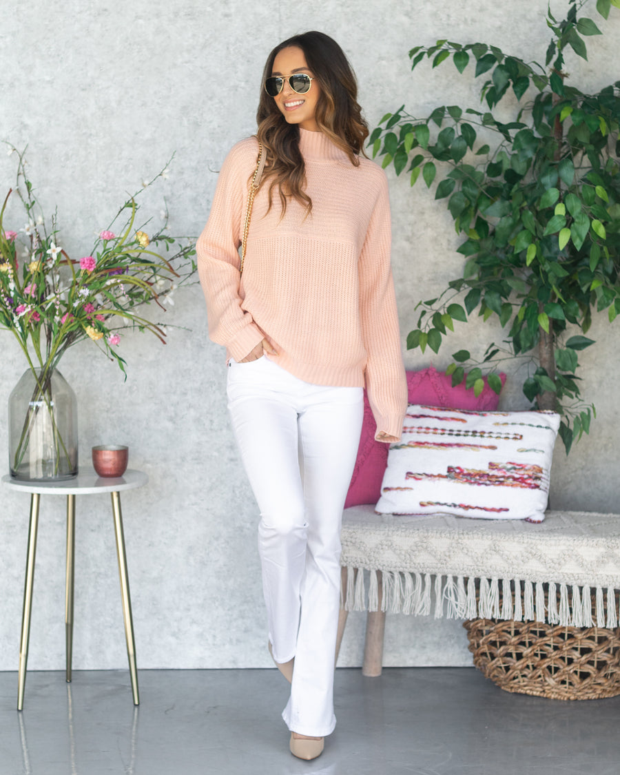 Brielle Mock Neck Sweater - Blush Pink