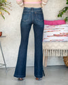 Noelle High Rise Distressed Flares - Dark Wash