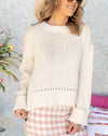 Juliette Stitched Cuff Sleeve Sweater - Cream