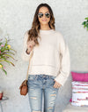 Juliette Stitched Cuff Sleeve Sweater - Cream
