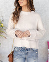 Juliette Stitched Cuff Sleeve Sweater - Cream