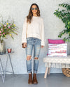 Juliette Stitched Cuff Sleeve Sweater - Cream
