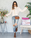 Juliette Stitched Cuff Sleeve Sweater - Cream