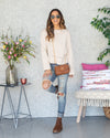 Juliette Stitched Cuff Sleeve Sweater - Cream