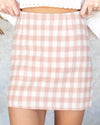 Isabel Gingham Print Wool Skirt - Blush Pink