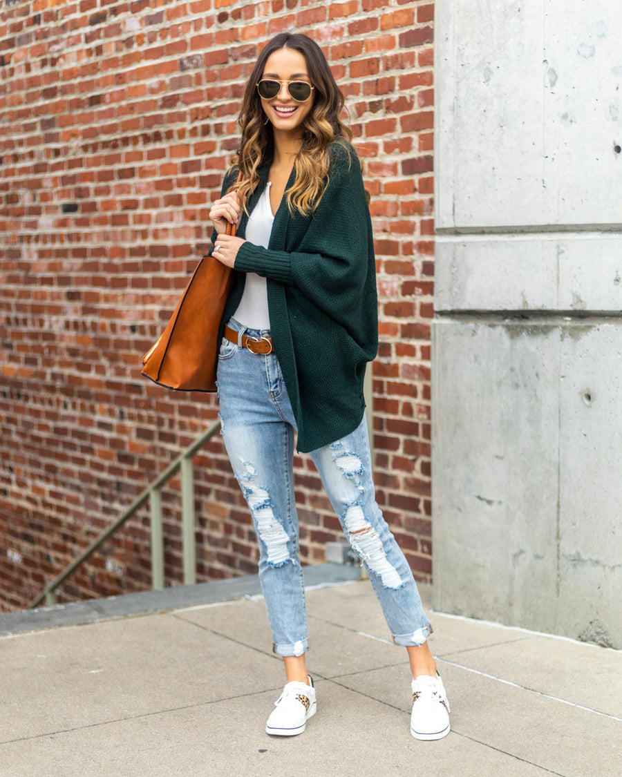 Delilah Oversized Cocoon Cardigan - Hunter Green