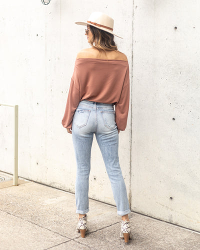 Sophia Boat Neck Bodysuit - Salmon