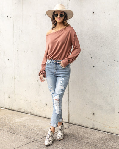 Sophia Boat Neck Bodysuit - Salmon