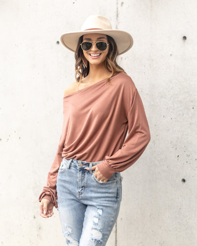 Sophia Boat Neck Bodysuit - Salmon