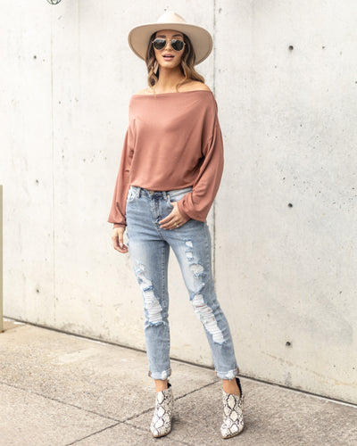 Sophia Boat Neck Bodysuit - Salmon