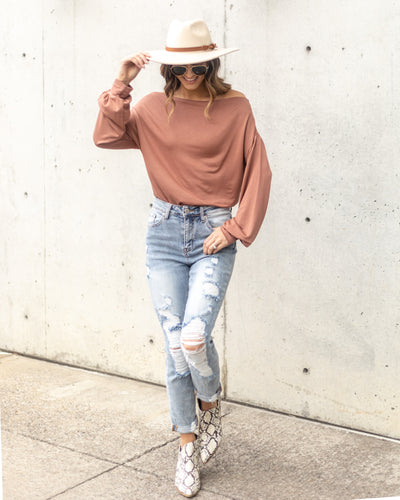 Sophia Boat Neck Bodysuit - Salmon