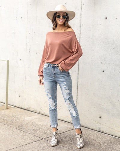 Sophia Boat Neck Bodysuit - Salmon