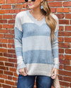 Viola V-Neck Color Block Sweater - Blue Multi