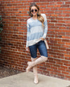 Viola V-Neck Color Block Sweater - Blue Multi