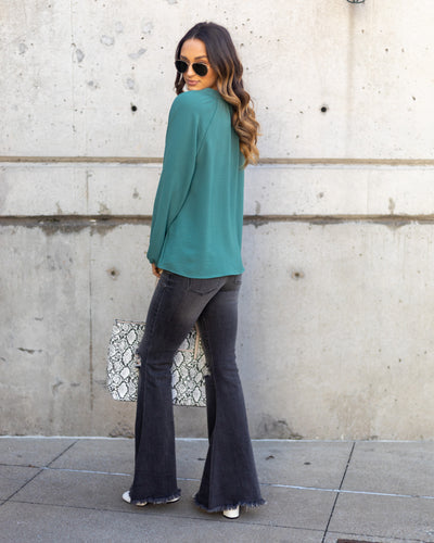 Maria V-Neck Blouse - Seafoam Green