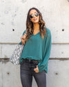 Maria V-Neck Blouse - Seafoam Green