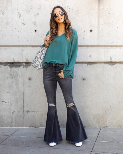 Maria V-Neck Blouse - Seafoam Green