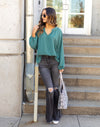 Maria V-Neck Blouse - Seafoam Green