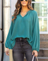 Maria V-Neck Blouse - Seafoam Green