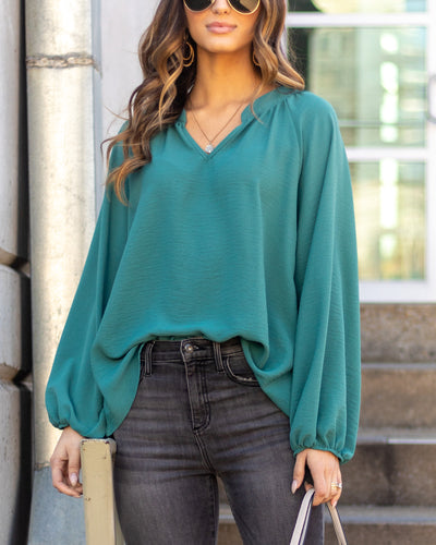 Maria V-Neck Blouse - Seafoam Green