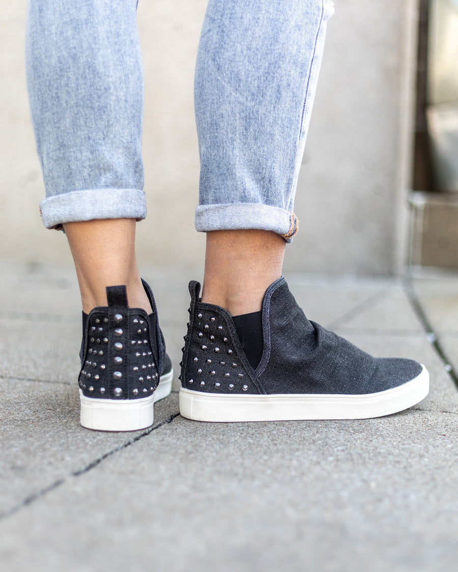 Macey Slip On Studded Sneakers - Charcoal