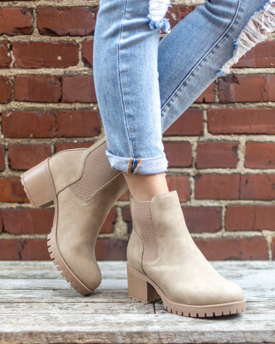 Sidney Slip On Boots - Taupe Suede