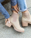 Sidney Slip On Boots - Taupe Suede