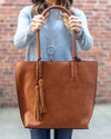 Jean Faux Leather Tote, Leopard Crossbody And Coin Purse - Cognac