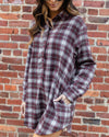 Ivy Plaid Button Down Dress - Burgundy