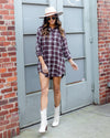 Ivy Plaid Button Down Dress - Burgundy