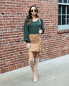 Mia Quilted Button Skirt - Camel