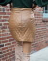 Mia Quilted Button Skirt - Camel